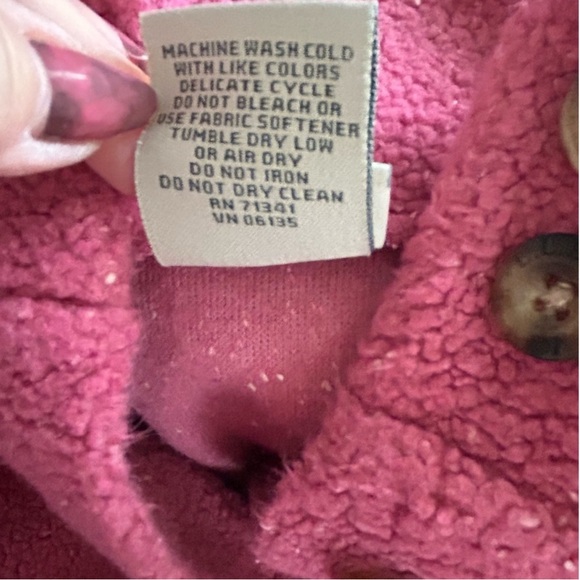 L.L.Bean Women’s Speckled Pink Fleece Button Down Jacket Warm Cozy Size M - Picture 9 of 13